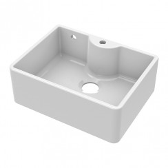 Nuie Fireclay Kitchen Butler Single Bowl Sink with Overflow & Tap Hole Ledge 595mm W x 450mm D x 220mm H - White - BU13124-CO-1