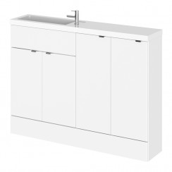 Hudson Reed - Gloss White 1200mm Combination Vanity Unit, WC Unit & L Shaped Basin - Compact