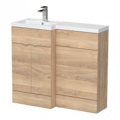 Hudson Reed Fusion 1000mm Floorstanding Combination Vanity Unit WC Unit & L-Shaped Polymarble Basin 1TH - Bleached Oak - Left Handed - CBI3026-CO-1
