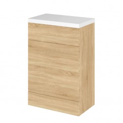 Hudson Reed - Natural Oak 600mm Combination WC Unit & Polymarble Top - Full Depth