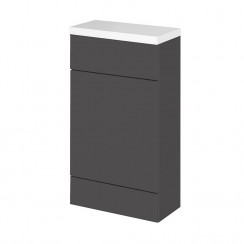 Hudson Reed - Gloss Grey 500mm Combination WC Unit & Polymarble Top - Slimline