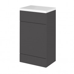 Hudson Reed - Gloss Grey 500mm Combination WC Unit & Polymarble Top - Full Depth