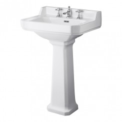 Old London by Hudson Reed Richmond 600mm Basin & Pedestal 3TH - CCR024-CO-1