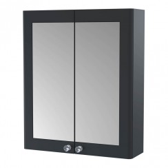 CLA1417 Nuie Classique 2-Door Mirrored Bathroom Cabinet 600mm W x 715mm H - Satin Anthracite CLA1417-CO-1