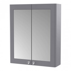 CLA217 Nuie Classique 2-Door Mirrored Bathroom Cabinet 600mm W x 715mm H - Satin Grey CLA217-CO-1