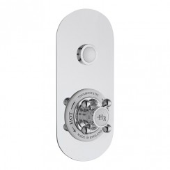 Old London by Hudson Reed Topaz Chrome Traditional Push Button Concealed Thermostatic Shower Valve with 1 Outlet - White Indices & Button CPB5310-CO-1