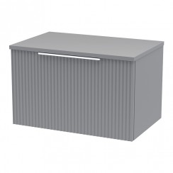Hudson Reed Fluted 600mm Wall Hung 1-Drawer Vanity Unit & Matching Worktop - Satin Grey - DFF294W-CO-1