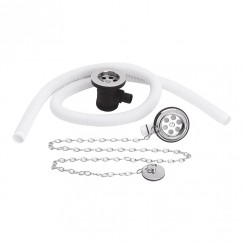 Old London by Hudson Reed Extended Retainer Bath Waste with Overflow Brass Plug & Link Chain - Chrome EA329-CO-1