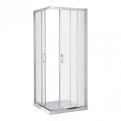 Nuie Ella Corner Entry Shower Enclosure with Satin Chrome Profile and Classic Bow Handle 1850mm H x 800mm W x 5mm Glass - ERCE8080-CO-1