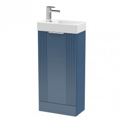 FLT320 Nuie Deco Compact Floor Standing Cabinet & Basin 1TH 400mm W x 220mm D x 780mm H - Satin Blue FLT320-CO-1
