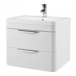 Nuie Parade 600mm Wall Hung 2-Drawer Vanity Unit & Ceramic Basin - Gloss White - FPA002A-CO-1