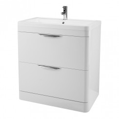 Nuie Parade 800mm Floor Standing 2-Drawer Vanity Unit & Ceramic Basin - Gloss White - FPA004A-CO-1
