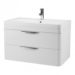 Nuie Parade 800mm Wall Hung 2-Drawer Vanity Unit & Ceramic Basin - Gloss White - FPA005A-CO-1