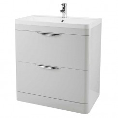 Parade Gloss Grey Mist 800mm Floor Standing 2 Drawer Unit Only