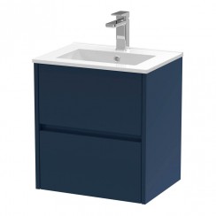 Hudson Reed Havana 500mm Wall Hung 2-Drawer Vanity Unit & Minimalist Basin 1TH - Midnight Blue - HAV2902B-CO-1