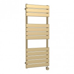 Hudson Reed Electric Square Flat Towel Radiator 1213mm H x 500mm W - Brushed Brass HL859-CO-1