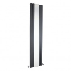 Hudson Reed Sloane Double Panel Designer Radiator With Mirror - Anthracite - 1800 x 381mm