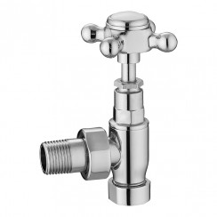 Old London by Hudson Reed Traditional Crosshead Angled Radiator Valves (Pair) - Chrome HT300-CO-1