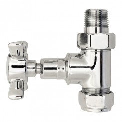 Old London by Hudson Reed Traditional Victorian Crosshead Straight Radiator Valves (Pair) - Chrome HT379-CO-1