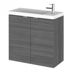 Hudson Reed Fusion 600mm Wall Hung 2 Door Vanity Unit & Basin 1TH Anthracite Woodgrain - Bathroom-house - CBI529 - CO-1