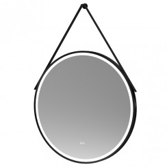 Hudson Reed Salana Black Framed LED Touch Sensor Mirror With Black Wall Strap 800x800mm