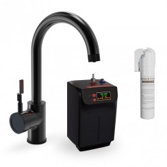 Ellsi Matt Black Industrial 3 in 1 Single Lever Instant Hot Boiling Water Kitchen Tap Set - Including Tank & Filter