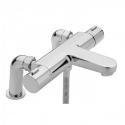 Jasmine Chrome Deck Mounted Thermostatic Bath Shower Mixer Tap - Modern Rounded Design - TBSM07C+WL-R1, By Bathroom House