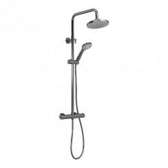 Nuie Round Thermostatic Bar Mixer Shower with Shower Kit and Fixed Head - Brushed Pewter - JTY775-CO-1