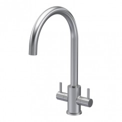 Nuie Lachen Kitchen Mono Tap With Dual Lever Handles - Brushed Nickel