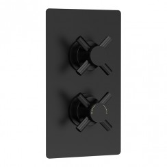Hudson Reed Tec Crosshead Twin Concealed Thermostatic Shower Valve with 1 Outlet - Matt Black KRI4210-CO-1