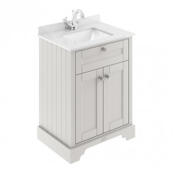 Old London by Hudson Reed 600mm 2-Door Vanity Unit & White Marble Top 1TH - Timeless Sand Woodgrain LOF422S-CO-1