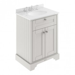 Old London by Hudson Reed 600mm 2-Door Vanity Unit & White Marble Top Basin 3TH - Timeless Sand Woodgrain LOF425-CO-1
