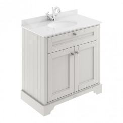 Old London by Hudson Reed 800mm 2-Door Vanity Unit & White Marble Top Basin 1TH - Timeless Sand Woodgrain LOF428-CO-1