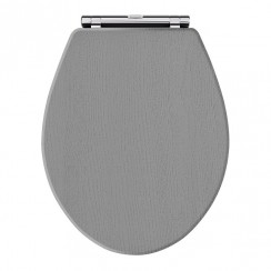 Old London by Hudson Reed Richmond Soft Close Toilet Seat with Chrome Hinges - Storm Grey Woodgrain LOS299-CO-1