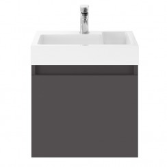 Merit Gloss Grey 500mm Wall Hung Vanity unit & Basin