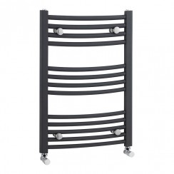 Nuie Curved Heated Towel Rail 700mm H x 500mm W - Anthracite - MTY102-CO-1