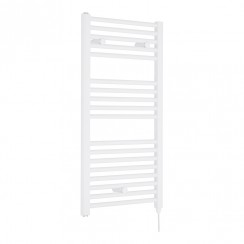 Nuie Electric Heated Round Towel Rail 920mm H x 480mm W - White - MTY157-CO-1