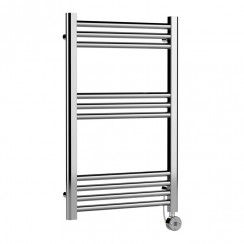 Hudson Reed Electric Round Straight Towel Radiator 800mm H x 500mm W - Chrome MTY359-CO-1