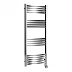 Hudson Reed Electric Round Straight Towel Radiator 1200mm H x 500mm W - Chrome MTY360-CO-1