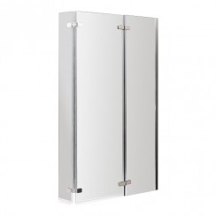 Nuie Pacific L-Shaped Bath Screen Double Hinged 1400mm H x 800mm W - 6mm Glass - Polished Chrome - NSBS3-CO-1