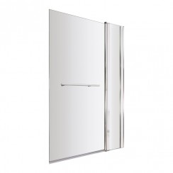 Nuie Pacific Square Bath Screen with Fixed Panel & Rail 1400mm H x 1000mm W - 6mm Glass - Polished Chrome - NSSQR2-CO-1