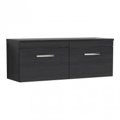 Nuie Athena 1200mm Wall Hung 2 Drawer Vanity Unit & Sparkling Black Worktop Charcoal Black Woodgrain - Bathroom-house - ATH040LSB2 - CO-1