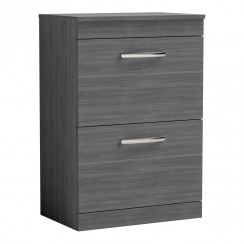Nuie Athena 600mm Floor Standing 2 Drawer Vanity Unit with Worktop Anthracite Woodgrain - Bathroom-house - ATH032W - CO-1