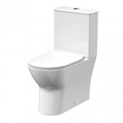 Nuie Freya Compact Close Coupled Toilet , Cistern & Sandwich Soft Close Seat - White