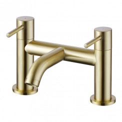 Oslo Brushed Brass Deck Mounted Bath Tap - Modern Rounded Design - MBT214BB