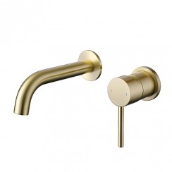 Oslo Brushed Brass Wall Mounted Basin Mixer Tap - Bathroom-house - MBT212BB-co-1