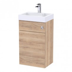 Nuie Athena 2 In 1 500mm Basin & Back to Wall WC Toilet Unit 1TH - Bleached Oak - PRC3045CB-CO-1