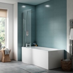 Complete P-Shape Shower Bath 1500 x 900mm LH