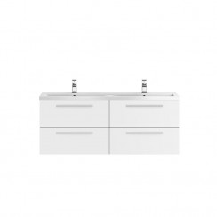 Quartet White Gloss Wood 1440mm Double Cabinet & Basin