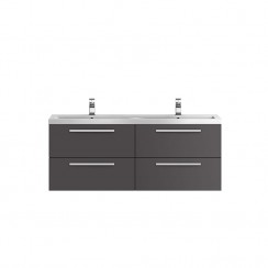 Quartet Grey Gloss Wood 1440mm Double Cabinet & Basin